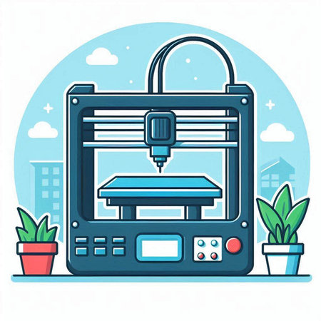 3D printer in flat style. Vector illustration for your design.のイラスト素材