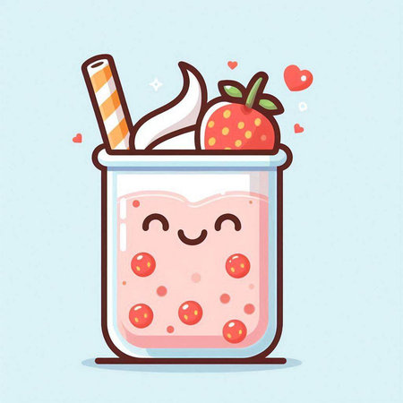 Strawberry milkshake in a glass. Vector illustration.のイラスト素材