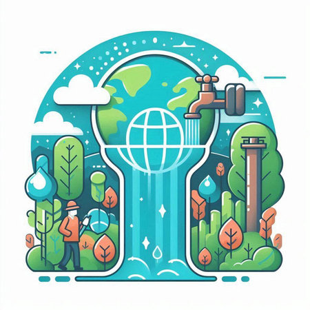 Ecology concept. Save the planet and save water. Vector illustrationのイラスト素材