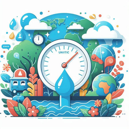 World water day vector illustration. World water day concept with thermometer and world map.のイラスト素材
