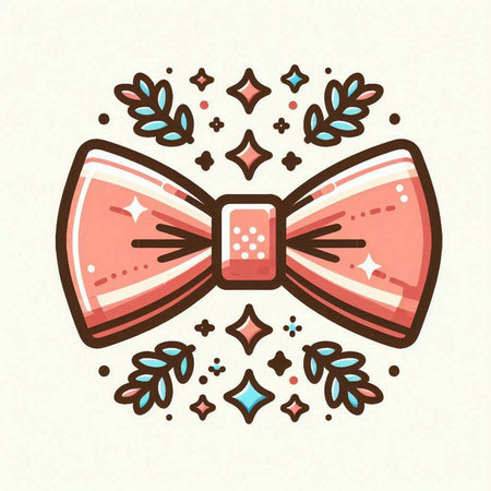 Bow tie with floral ornament. Vector illustration in doodle style.のイラスト素材