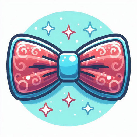 Vector illustration of a bow tie on a blue background with stars.のイラスト素材
