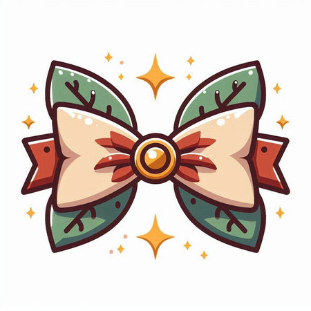 Illustration of a bow with a ribbon in the form of a starのイラスト素材