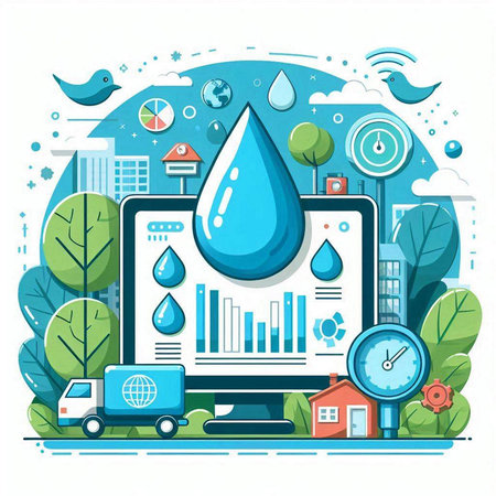 Flat design vector illustration concept of clean water and eco friendly lifestyle.のイラスト素材