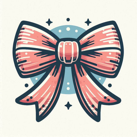 Vector hand drawn illustration of a bow. Cute vintage style.のイラスト素材