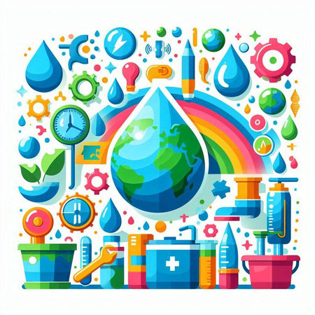 Vector illustration of a flat design concept of ecology and environment protection.のイラスト素材