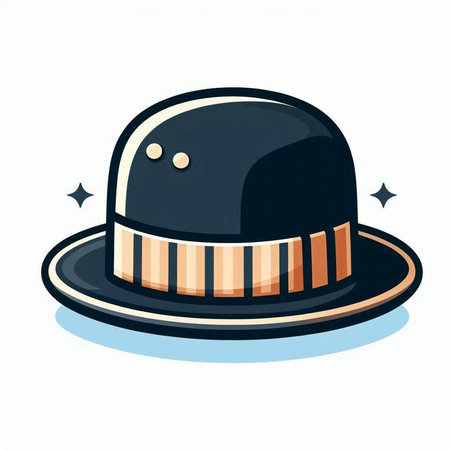 Illustration of a black hat with a cap on a white backgroundのイラスト素材
