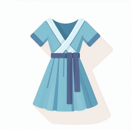 Blue dress isolated on white background. Clipping path included. Vector illustration.のイラスト素材