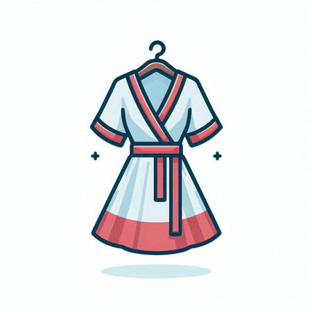Kimono icon in flat line style. Japanese clothing vector illustration.のイラスト素材