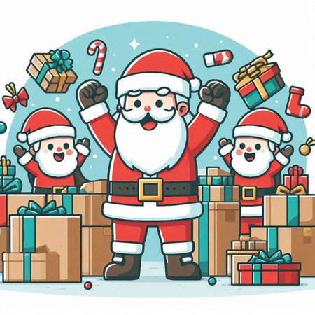 Santa Claus with gifts. Vector illustration of Santa Claus with presents.のイラスト素材