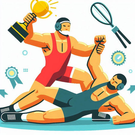 Cartoon vector illustration of a man doing sports with a kettlebellのイラスト素材
