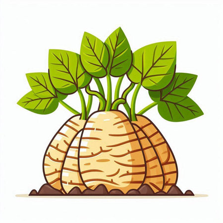 Celery root plant isolated on white background. Vector illustration.のイラスト素材
