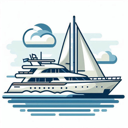 Yacht on the water. Vector illustration of a sailboat.のイラスト素材