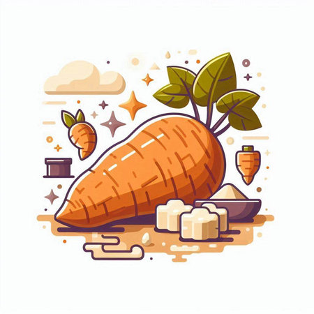 Carrot. Vegetarian food. Vector illustration in cartoon style.のイラスト素材