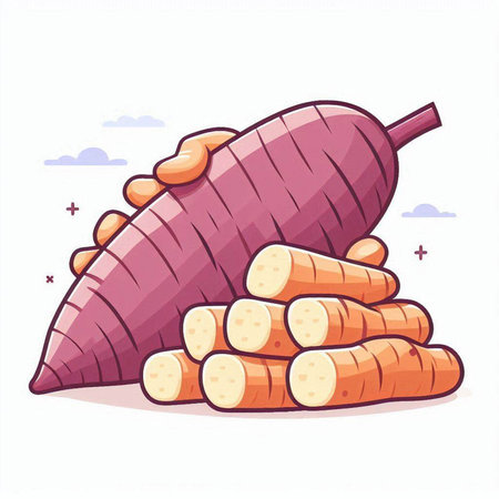 Illustration of a sweet potato on a white background. Vector illustrationのイラスト素材