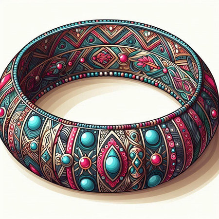 Hand drawn bracelets with ethnic ornaments. Vector illustration.のイラスト素材