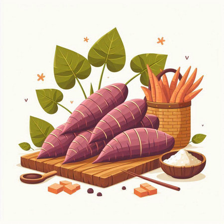 Sweet potato, yam, sweet potato, sweet potato, sweet potato vector illustrationのイラスト素材