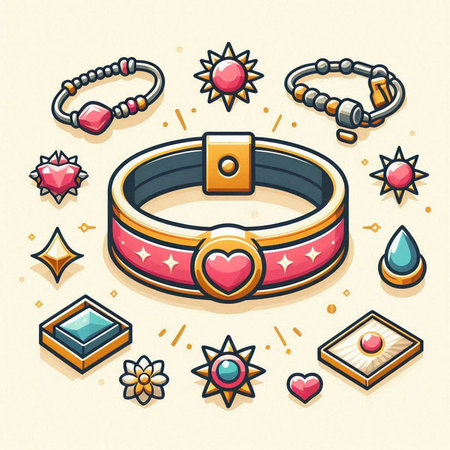 Set of jewelry and accessories icons. Vector illustration in cartoon style.のイラスト素材