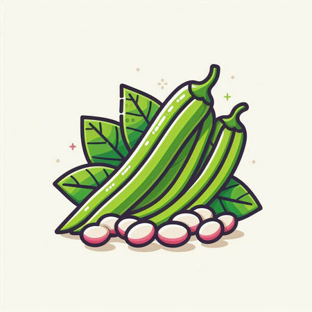 Illustration of a green chilli on a white background, vector illustrationのイラスト素材