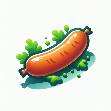 Sausage on a white background. Vector illustration. Eps 10のイラスト素材