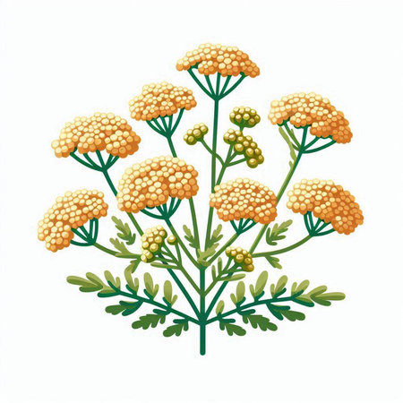 Tansy isolated on white background. Hand drawn vector illustration.のイラスト素材