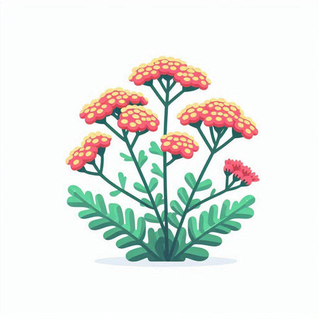 Achillea millefolium. Flat vector illustration.のイラスト素材