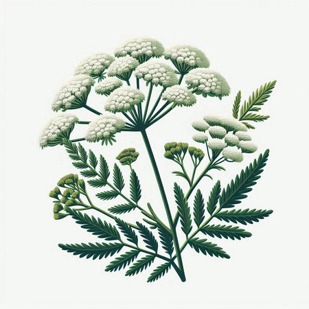 Achillea millefolium, medicinal plant. Vector illustration.のイラスト素材