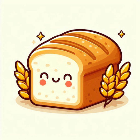 Cute cartoon bread with wheat. Vector illustration for your design.のイラスト素材