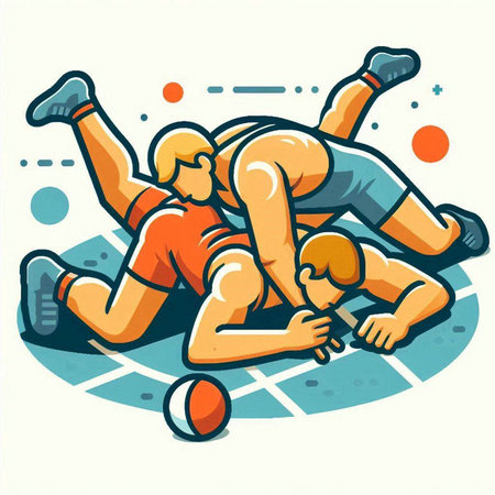 Illustration of a rugby player running with ball on isolated white backgroundのイラスト素材