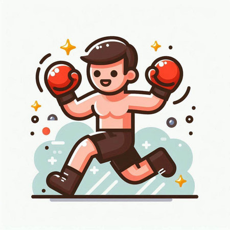 Cartoon boxer. Vector illustration in flat style. Concept of sport.のイラスト素材