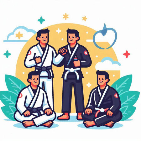 Martial arts training. Karate and taekwondo. Vector illustrationのイラスト素材