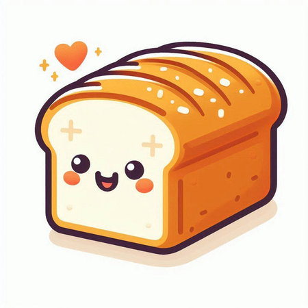 Cute cartoon bread. Vector illustration isolated on a white background.のイラスト素材