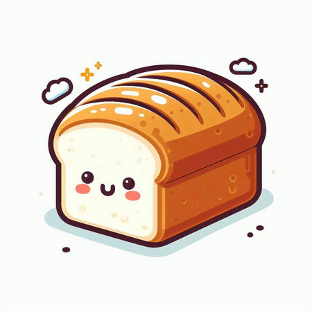 Cute cartoon bread. Vector illustration. Isolated on white background.のイラスト素材