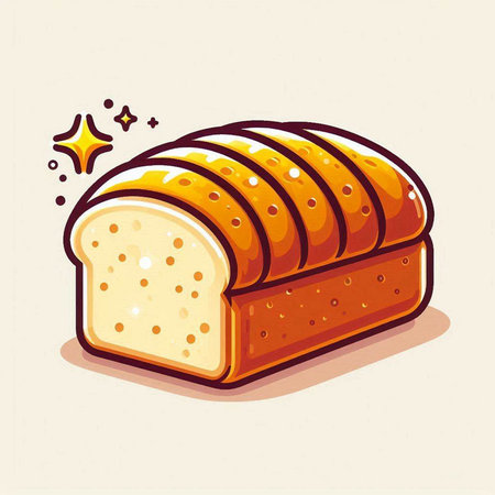 Illustration of a slice of bread on a light background. Vector illustrationのイラスト素材