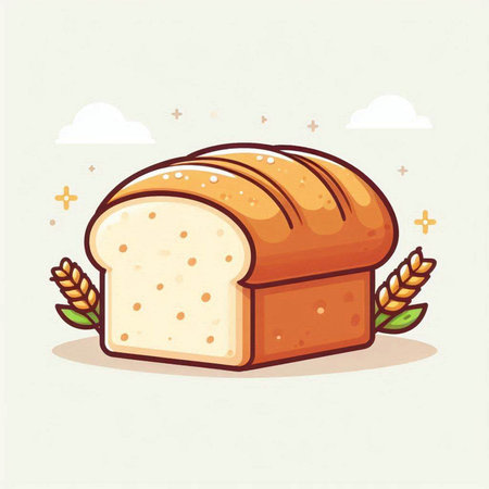Illustration of a slice of bread on a white background. Vector illustrationのイラスト素材