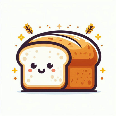 Cute cartoon bread icon. Vector illustration. Isolated on white background.のイラスト素材