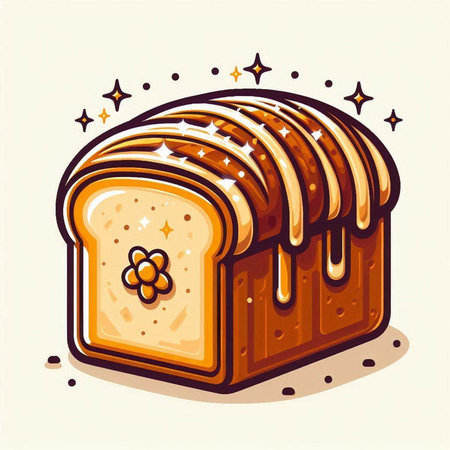 Illustration of a loaf of bread with icing. Vector illustration.のイラスト素材