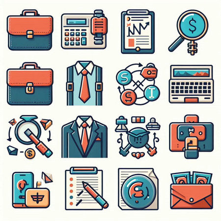 Set of business and finance icons in flat style. Vector illustration.のイラスト素材