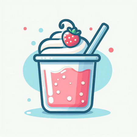 Strawberry milkshake in a glass. Vector illustration.のイラスト素材