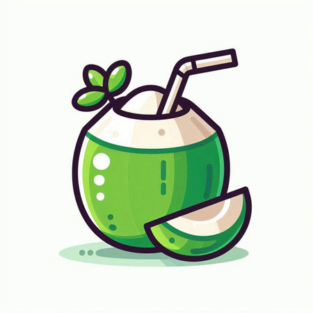 Coconut smoothie. Vector illustration in doodle styleのイラスト素材
