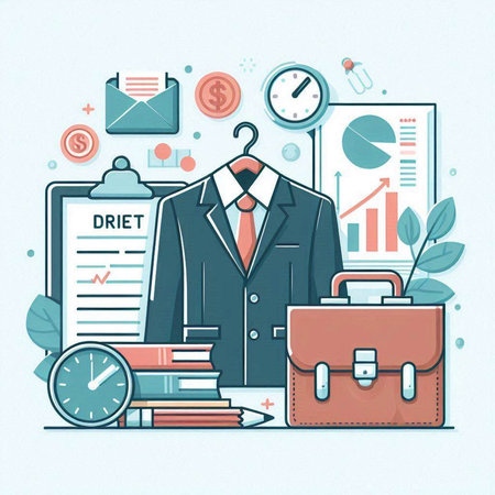 Vector illustration of modern flat line design concept of business and office.のイラスト素材