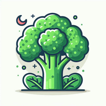 Vector illustration of broccoli in flat cartoon style. Broccoli icon.のイラスト素材