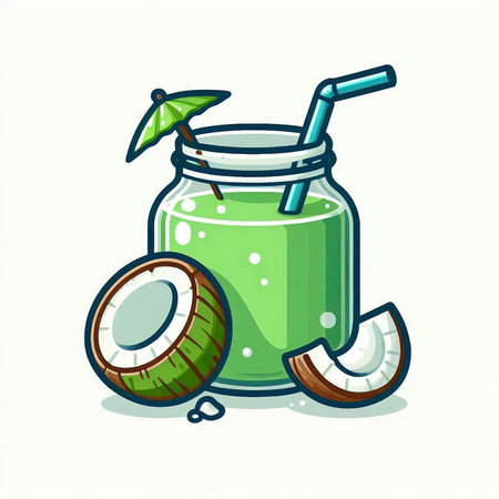 Coconut smoothie in a mason jar vector illustration.のイラスト素材