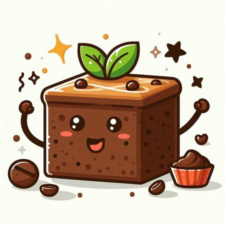 Cute chocolate cake on white background. Vector illustration in cartoon styleのイラスト素材