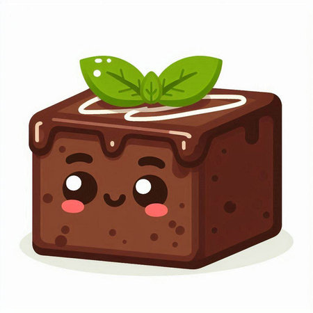 Chocolate cake with mint on a white background. Vector illustration.のイラスト素材