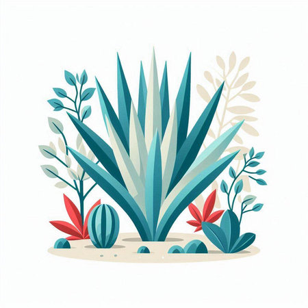 Tropical plants in flat style. Exotic vector illustration.のイラスト素材