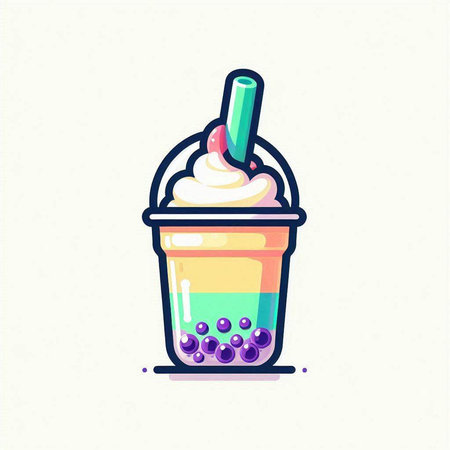 Ice cream in a cup with a spoon. Vector illustration in flat style.のイラスト素材