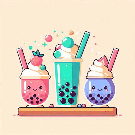 Cute vector illustration of ice cream in a glass cup with berryのイラスト素材