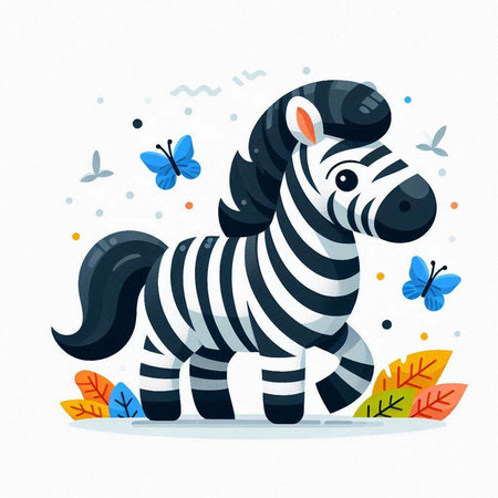 Zebra. Cute cartoon animal. Colorful vector illustration.のイラスト素材