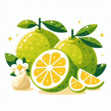 Citrus fruit vector illustration isolated on white background. Citrus fruits.のイラスト素材